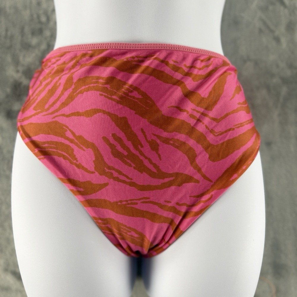 VIX Paula Hermanny Diani Bela Bikini Bottom M Pink Zebra High Waist NWT $108